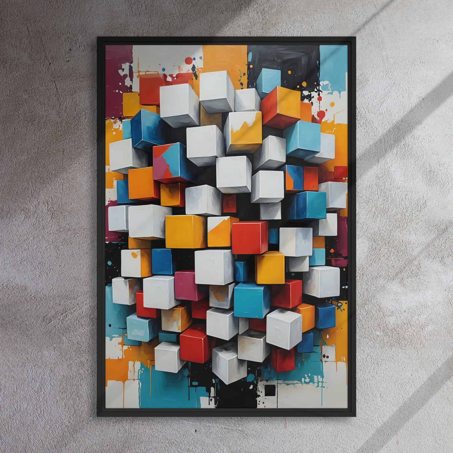 Multicolored Cubic Fusion Canvas