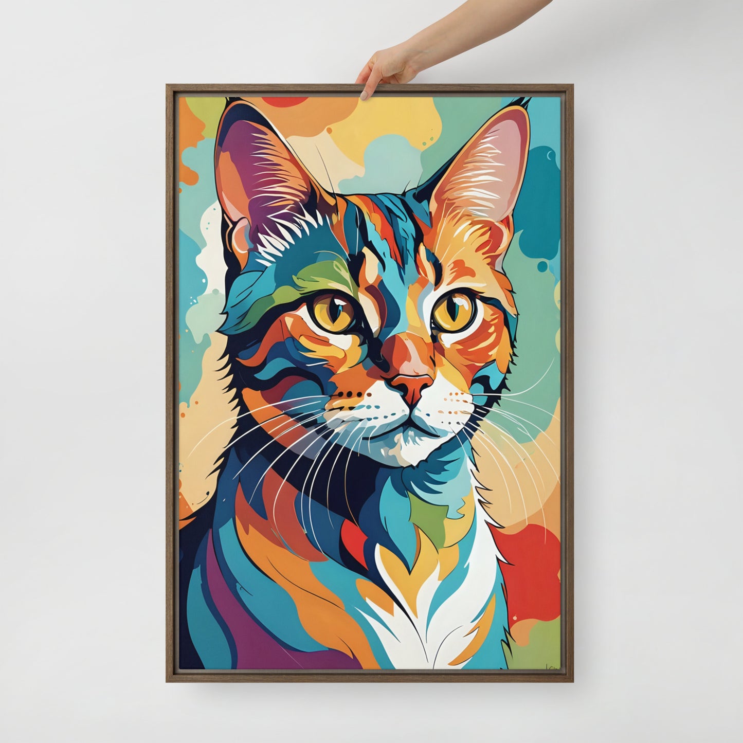 Multicolored Cat Portrait Canvas