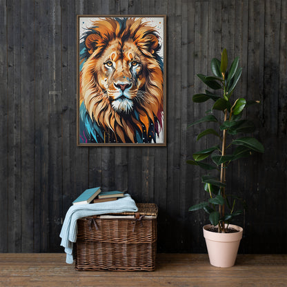 Toile Lion Sauvage et Abstrait