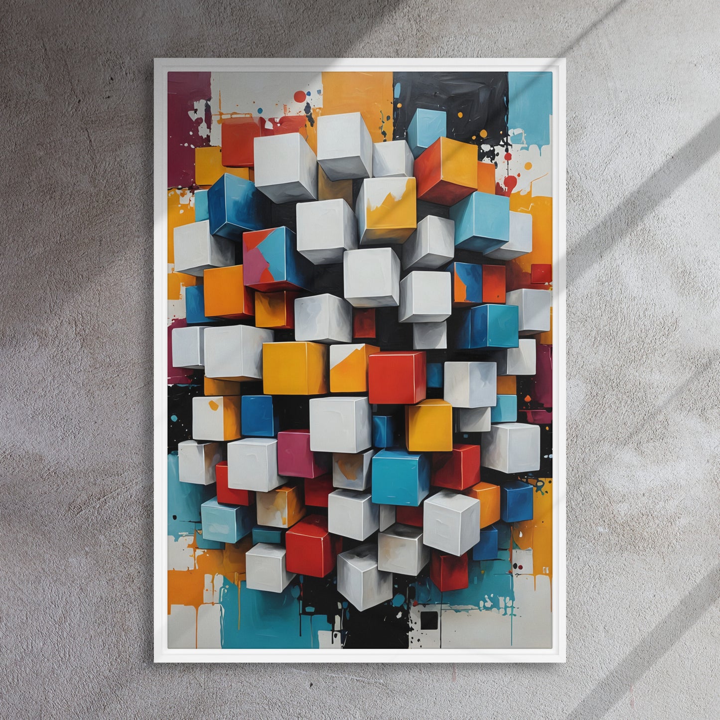 Multicolored Cubic Fusion Canvas