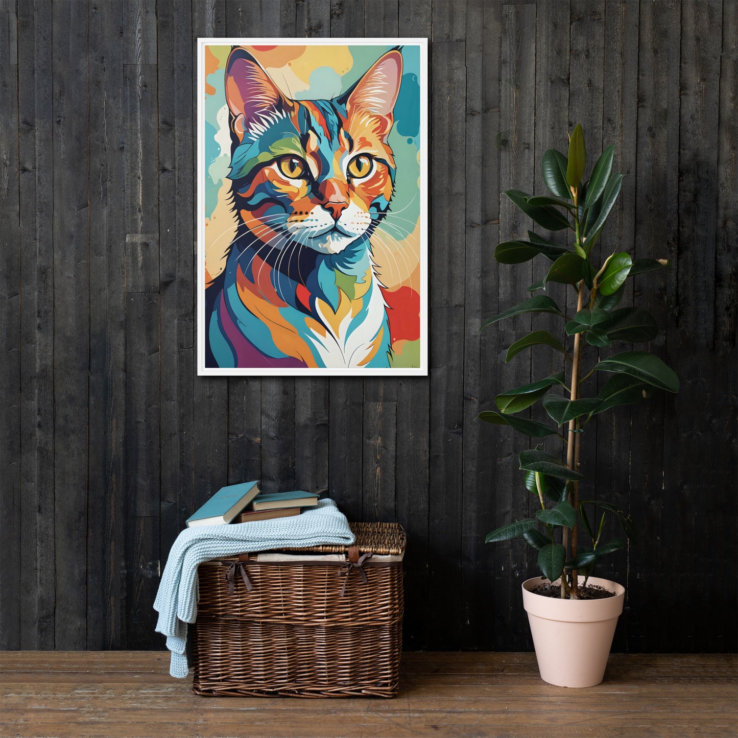 Toile Portrait Chat Multicolore