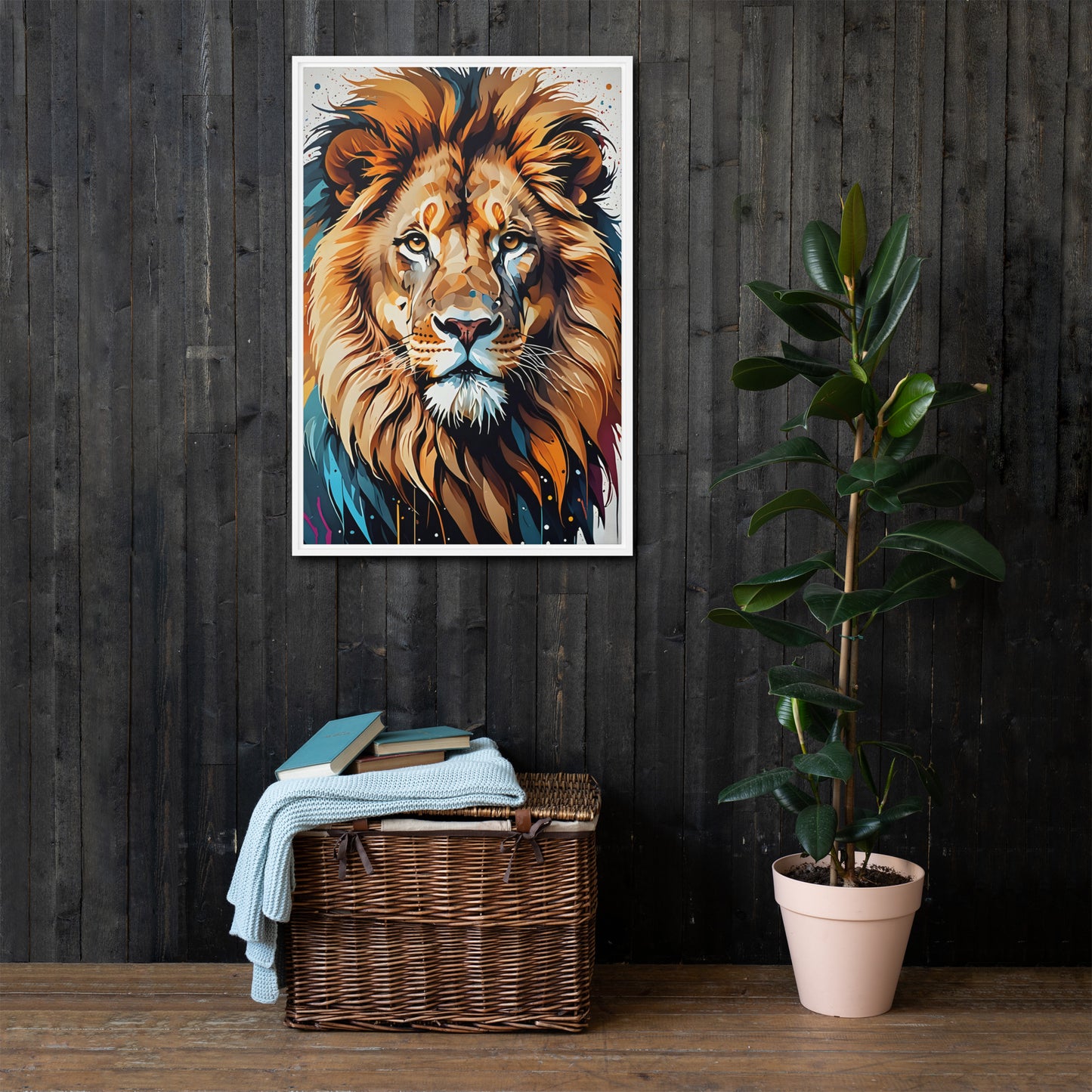 Toile Lion Sauvage et Abstrait