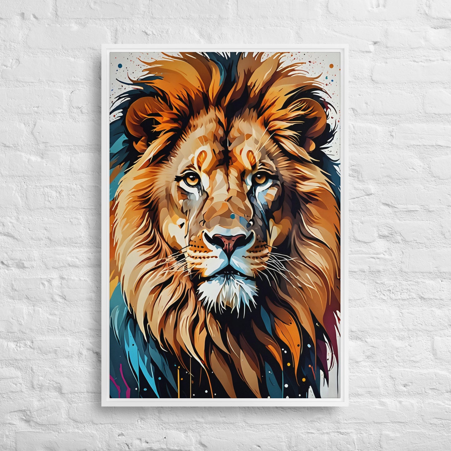 Toile Lion Sauvage et Abstrait